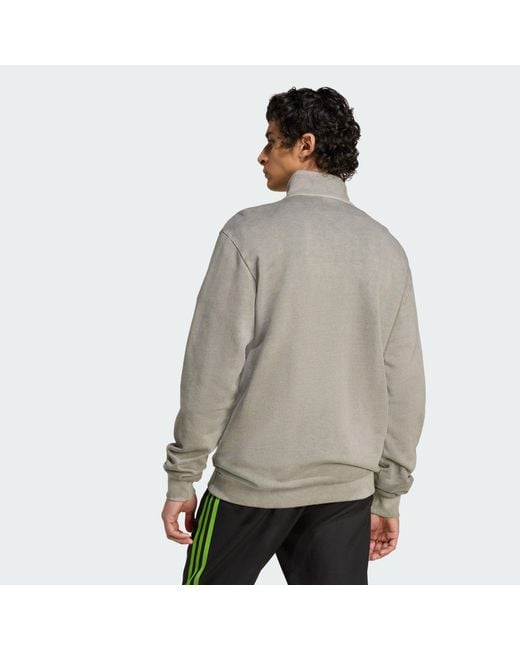 Adidas Originals Gray Celtic Fc Terrace Icons Half-Zip Top for men