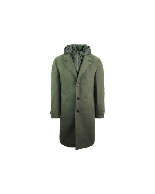 Lacoste Green Wool Dark Coat for men