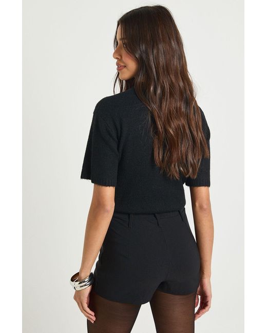 Boohoo Black Bengaline Mini Short