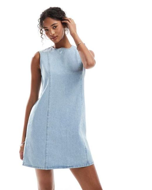 ASOS Blue Denim Seamed Shift Dress