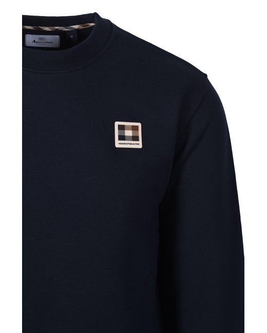 Aquascutum Blue Badge Crewneck Sweatshirt Cotton for men