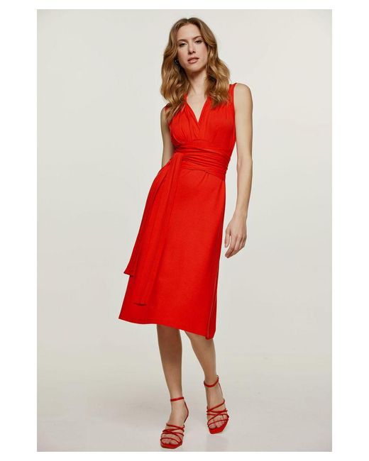Conquista Red Jersey Empire Line Dress