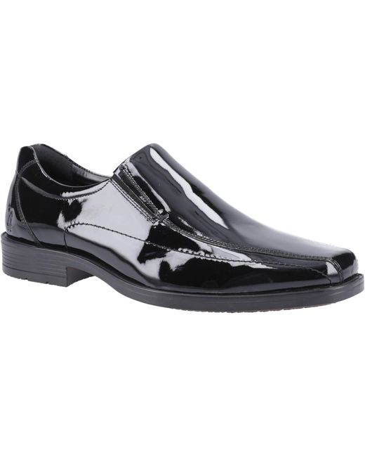 Hush Puppies Black Brody Leather Slip-On Shoes for men