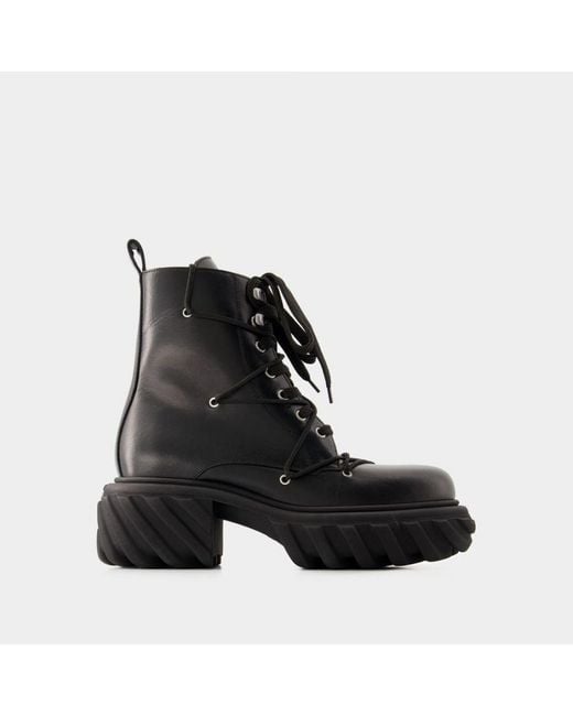Off white lace up cheap boots