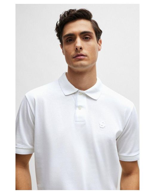 Boss White Parlay 210 Polo Shirt Cotton for men