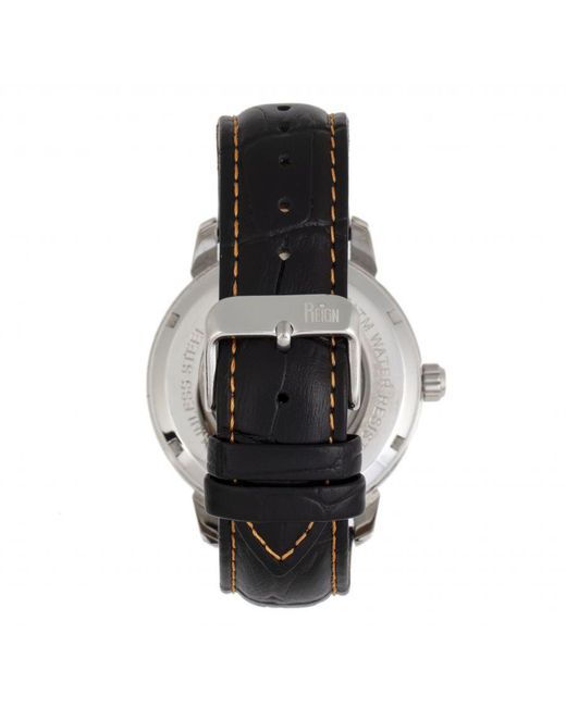 Reign Metallic Rudolf Automatic Skeleton Leather-Band Watch for men