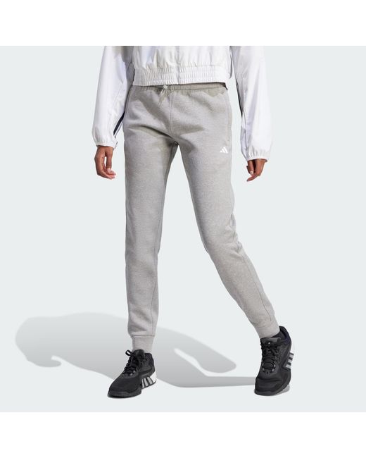Adidas Gray Aeroready Game And Go Regular Tapered Fleece Pants