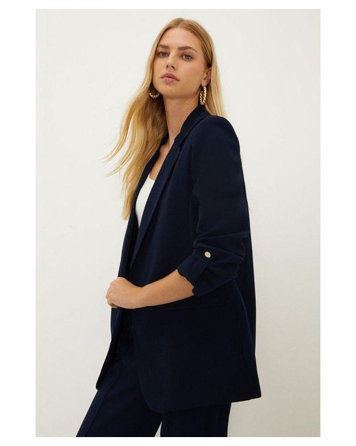 Oasis Blue Oversized Roll Sleeve Tailored Blazer