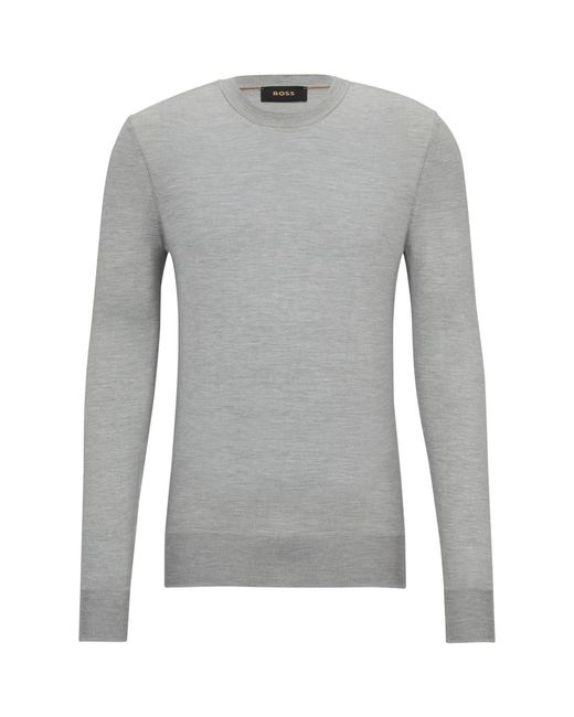 Boss Gray Crew Neck Long Sleeve Regular Fit Sweater for men