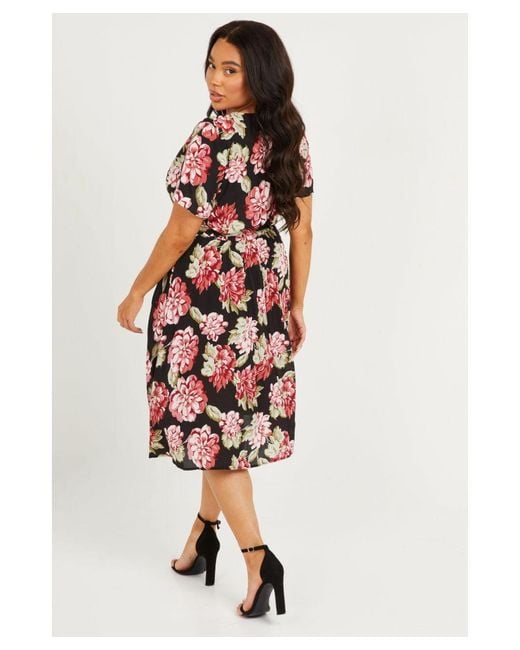 Quiz curve floral wrap 2024 dress