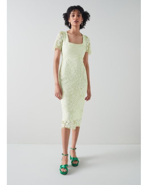 L.K.Bennett White Posy Dresses, Pistachio
