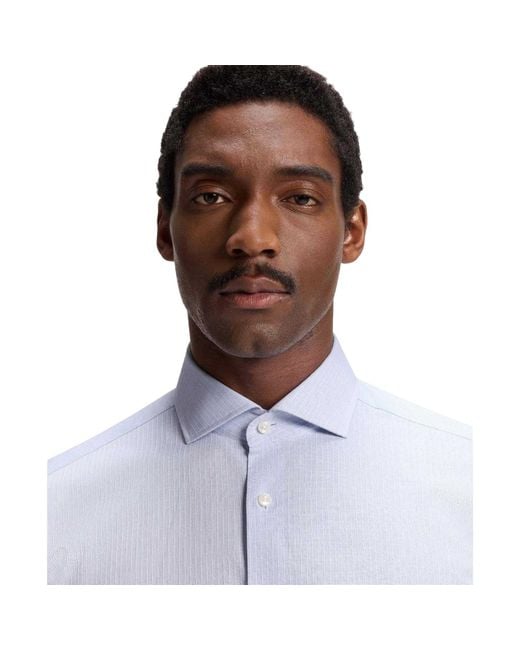 Boss Blue Joe Cotton Spread Collar Regular Long-Sleeved Shirt for men