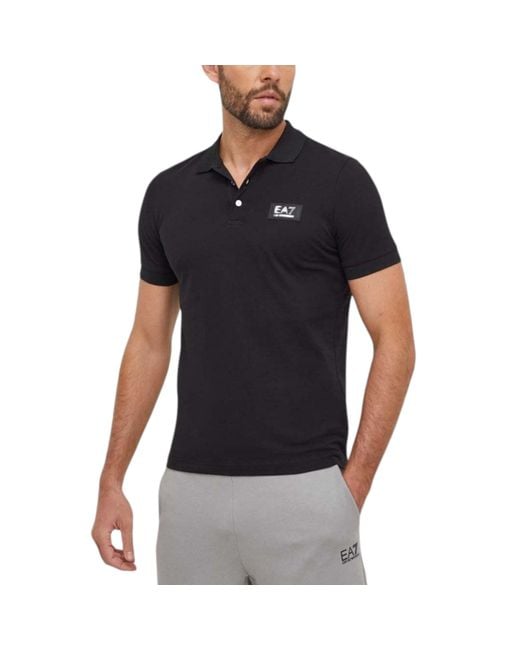 Armani Black Polo Shirts Slim Fit Short Sleeve Cotton for men