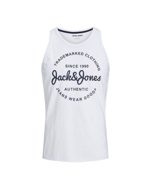 Jack & Jones White Sleeveless Vest Logo for men