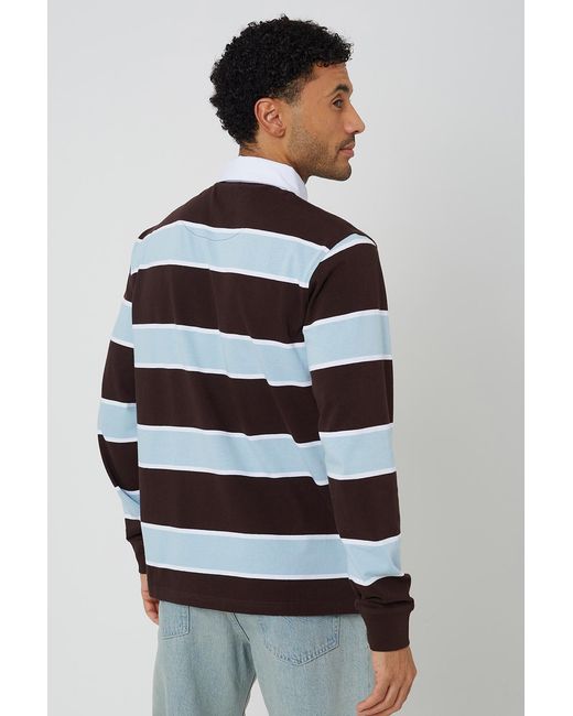 Brave Soul Gray Striped Rugby Shirt for men