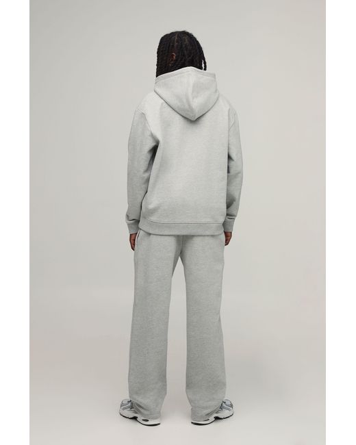 BoohooMAN Gray Heavyweight Embroidered Oversized Hoodie for men