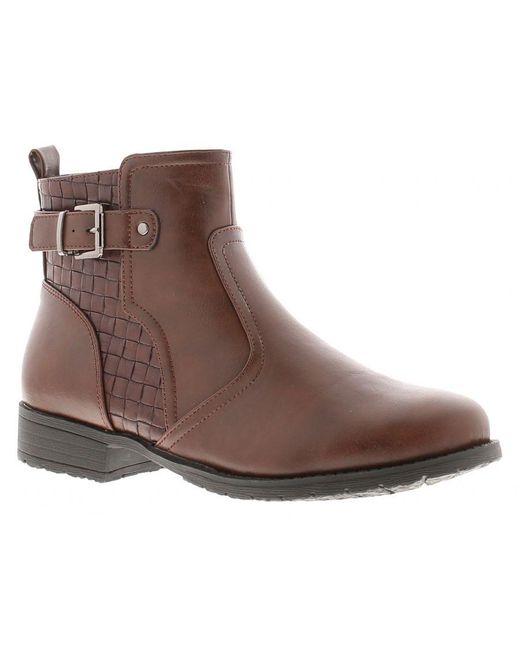 Platino Brown Ankle Boots Priss Zip Fastening