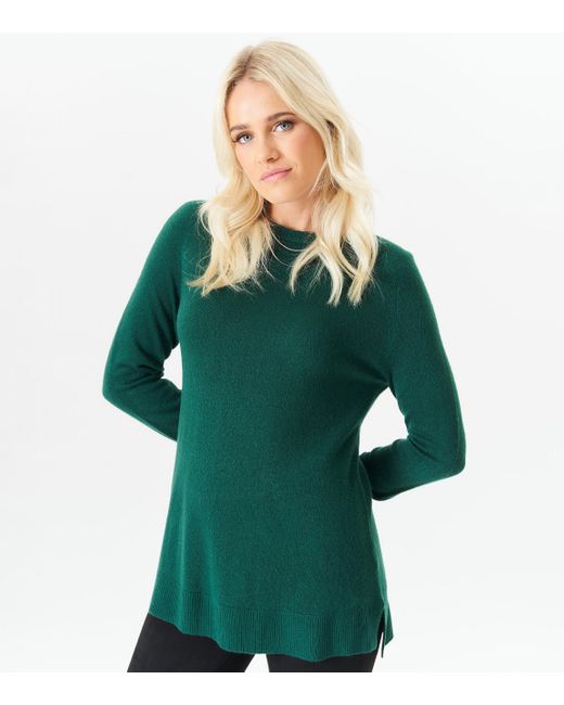 Gini London Green Rundhalsausschnitt Feinstrick-Pullover