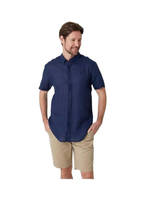 Saltwell Blue Linen Blend Regular Shirt for men