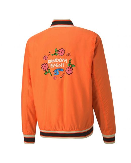 PUMA Orange X Randomevent Bomber Graphic Logo Jacket 596661 40 Textile for men