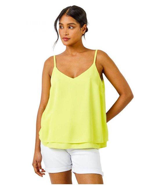 Roman Yellow Layered Cami Vest Top