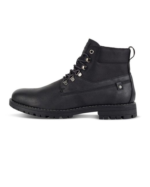 Deakins Black Leather Lace-Up Boots for men