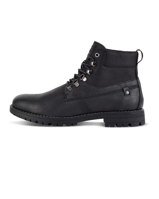 Deakins Black Leather Lace-Up Boots for men