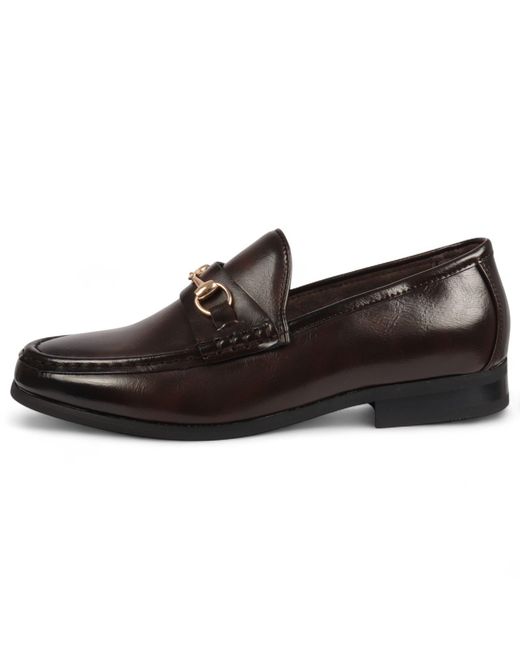Infinity Leather Black Loafers With Buckle Smart Slip-On Shoes Faux Leather for men