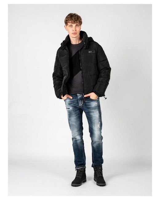 Philipp Plein Black Bold Back Logo Padded Jacket for men