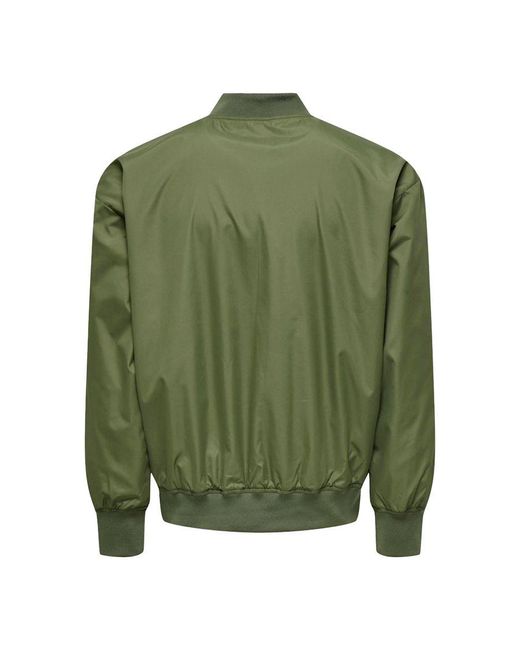 Only & Sons Green Bomber Jacket for men