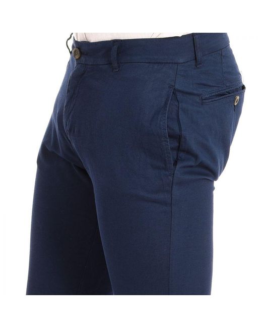 La Martina Blue Long Trousers With Straight Cut And Hems Tmt014-Tl121 For for men