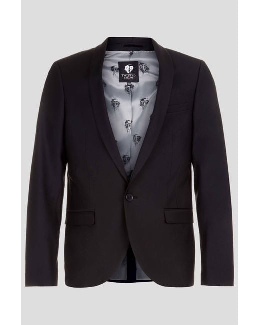 Twisted Tailor Blue Ellroy Skinny Fit Wool Jacket for men