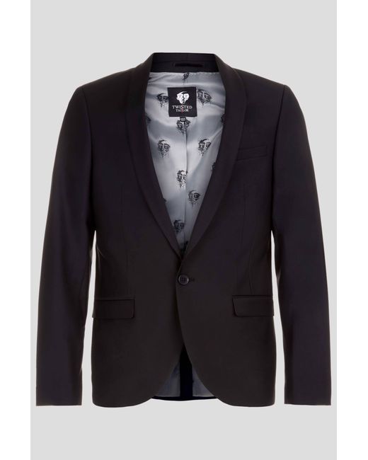Twisted Tailor Blue Ellroy Skinny Fit Wool Jacket for men