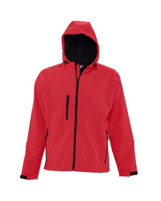 Sol's Red Replay Hooded Soft Shell Jacket (Breathable, Windproof And Water Resistant) (Pepper) for men