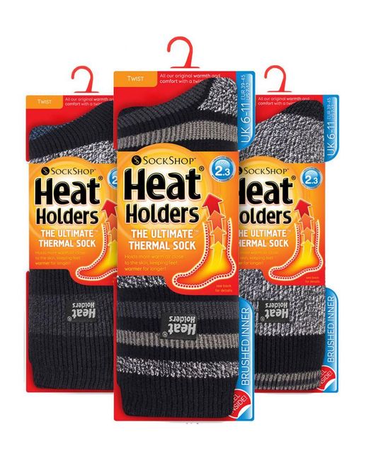 Heat Holders Black 3 Pack Multipack Insulated Thermal Socks For Winter for men