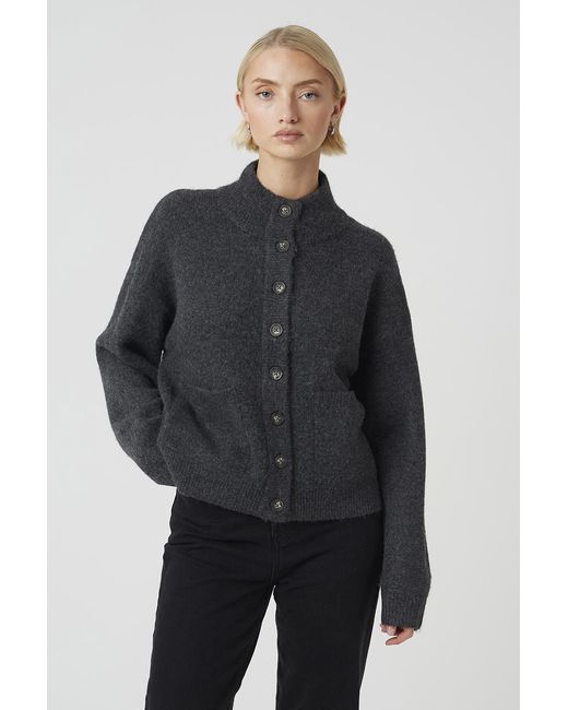 Brave Soul Blue Turtle Neck Knitted Bomber Style Jacket