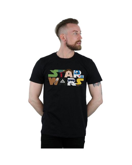 Star Wars Black Character Logo T-Shirt Cotton for men
