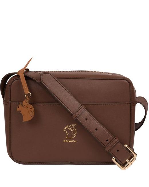 Conkca Brown 'Tatum' Ombré Vegetable-Tanned Leather Cross Body Bag