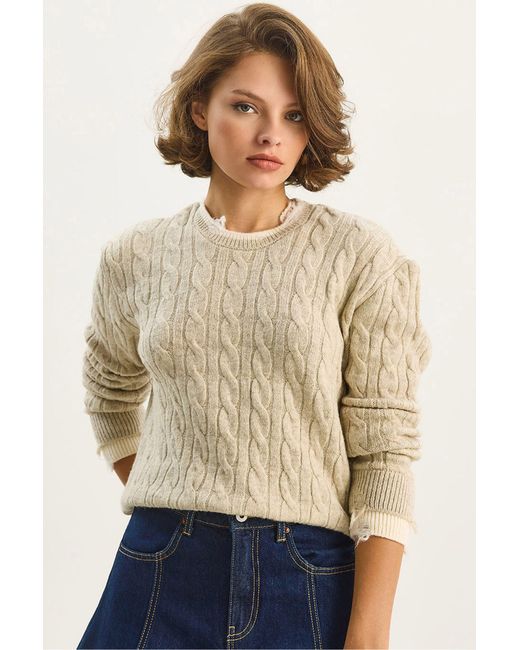 Bianco Lucci Natural Hair Braid Patterned Sweater