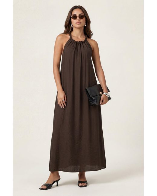Urban Bliss Green Braided Neck Trim Maxi Dress