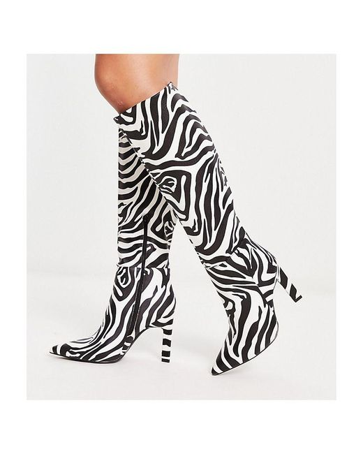 ASOS White Wide Fit Cancun Knee High Boots