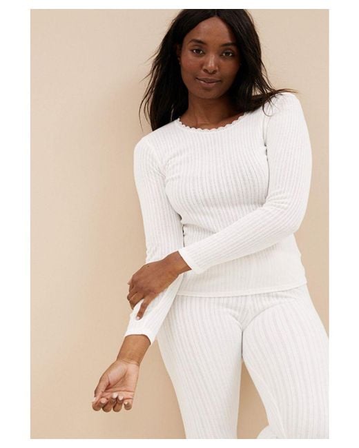 Marks & Spencer White M&S Pack Of 2 Thermal Pointelle Long Sleeve Tops