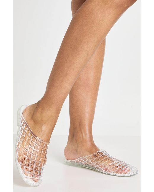 Boohoo Multicolor Jelly Round Toe Weave Flat Mules