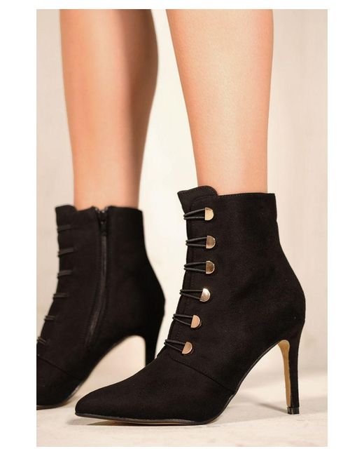 Where's That From Black 'Blythe' Pointed Toe Mid Heel Ankle Boots