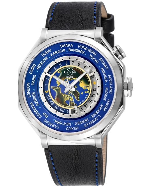 Gv2 Gray Marchese Dial, Genuine Italian Leather Watch Stainless Steel for men