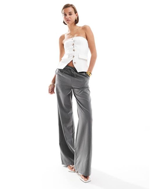 Miss Selfridge White Tailored Bandeau Button Through Top