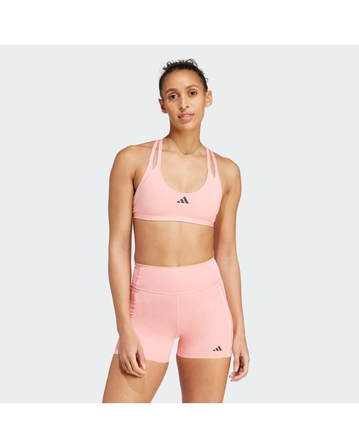 Adidas Originals Pink Aeroimpact Luxe Training Light-Support Bra