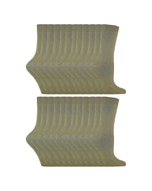 Sock Snob Green 24 Pairs Ladies Plain Cotton Rich Dress Socks