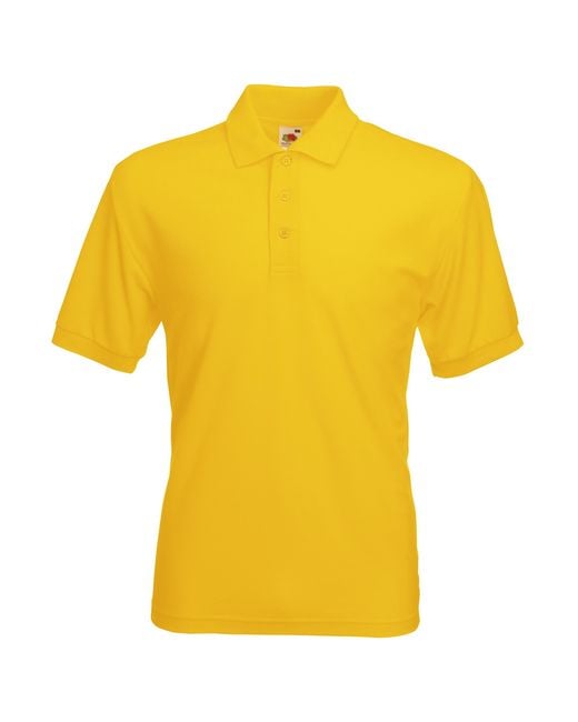 Fruit Of The Loom Yellow 65/35 Pique Short Sleeve Polo Shirt for men