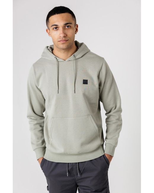 Tokyo Laundry Gray Light Brushed Back Fleece Hoody With Small Chest Logo for men